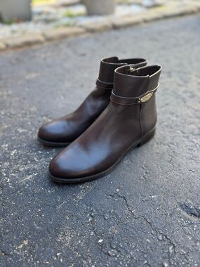 Michael Kors Women's Dark Brown Leather Ankle Booties